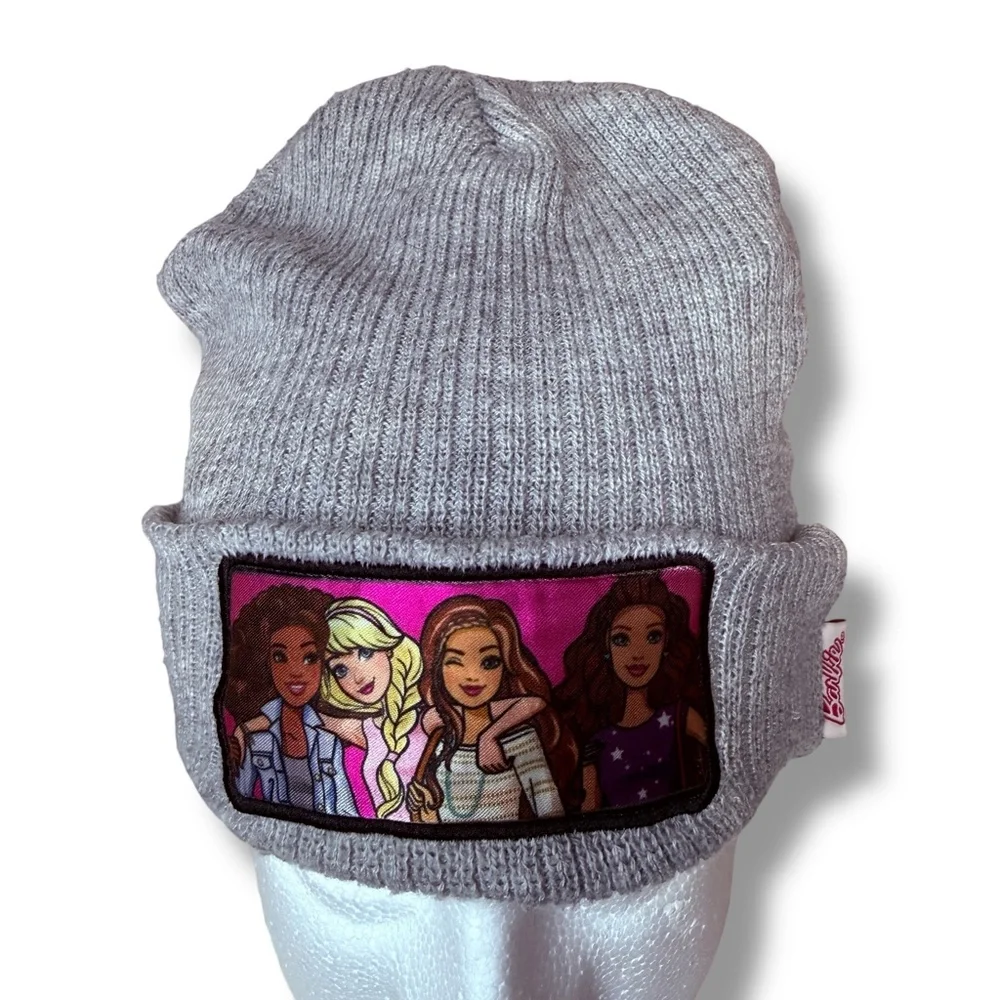 Barbie Girls Cuffed Knit‎ Beanie Hat 2016 Gray Barbie & Friends Nostalgic Winter